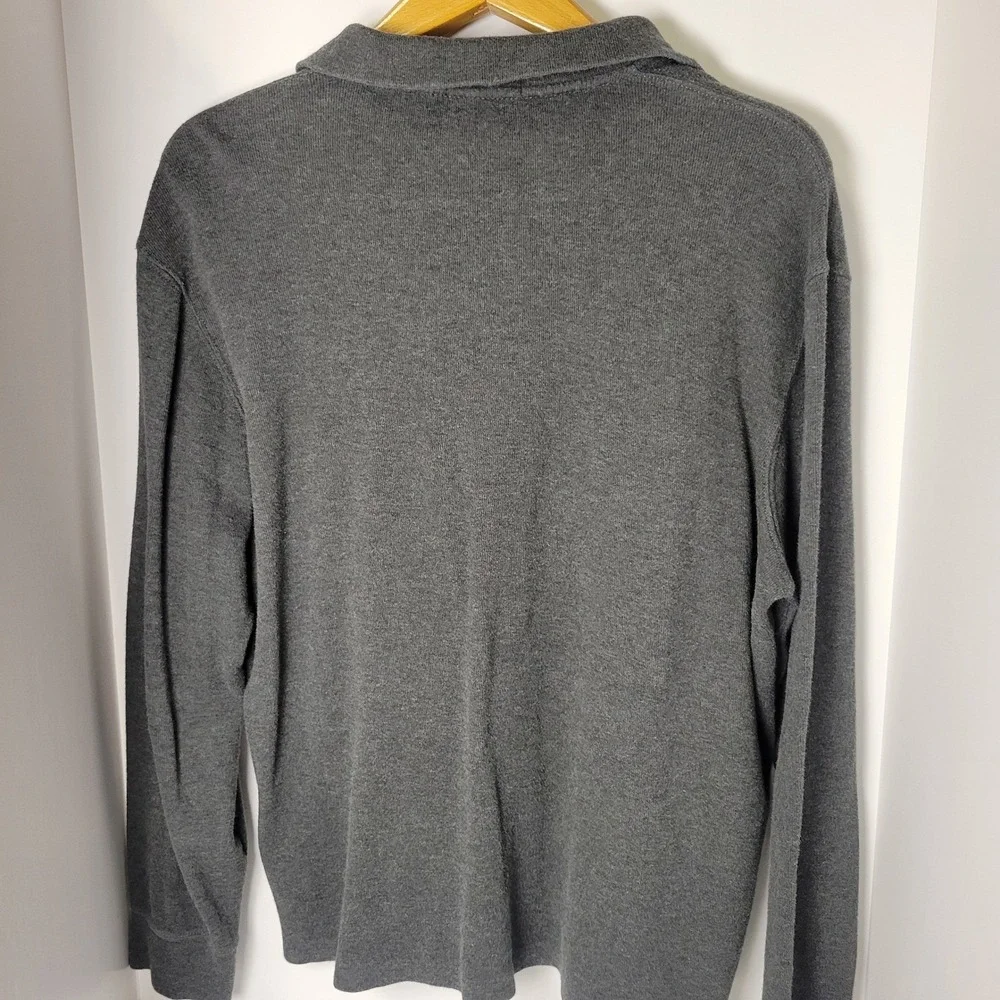 Polo Ralph Lauren Mens Estate Rib Quarter Zip Pullover Sweater Grey Large